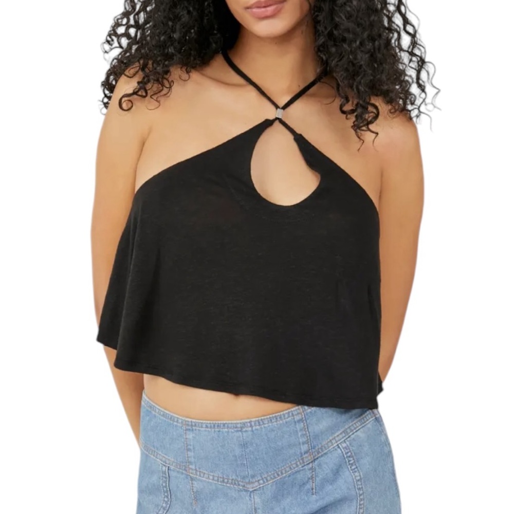 Free People NWT Long Weekend black halter top medium
